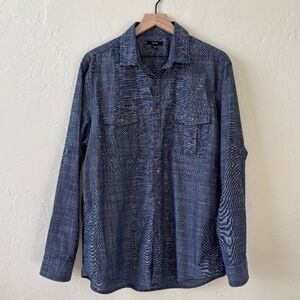 Men's Alfani Denim Blue Crosshatch Shirt, Size L